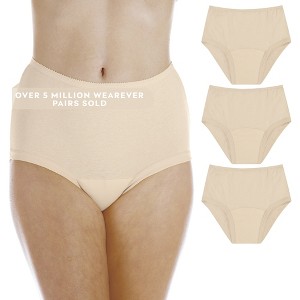 3-Pack Wearever Women's 100% Cotton Banded Leg Incontinence Panty Regular Absorbency - 1 of 4