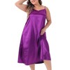 Agnes Orinda Women's Plus Size V Neck Sleeveless Cami Slip Satin Nightgowns - 2 of 4