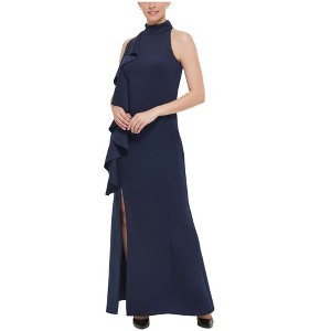 Jessica Howard Womens Scuba Halter Gown Dress, Blue, 16 - 1 of 1