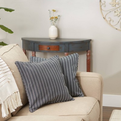 Slate Gray 18" x 18" Cotton Striped Euro Pillow Covers