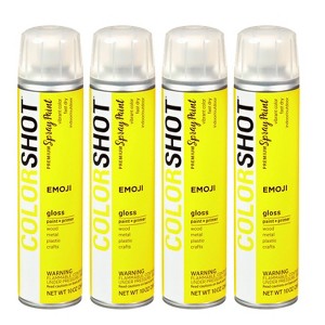 Colorshot Spray Paint Gloss Emoji 10oz 4pk Value Set Yellow: Acrylic Exterior Paint & Primer, Fast Dry, 10000 Sq Ft Coverage - 1 of 4