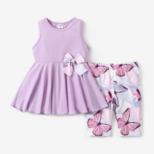 PATPAT Little Toddler Girls Clothes Butterfly Sleeveless Dress Top and Floral Print Short Set Girls Outfits 3-8Y - 1 of 4