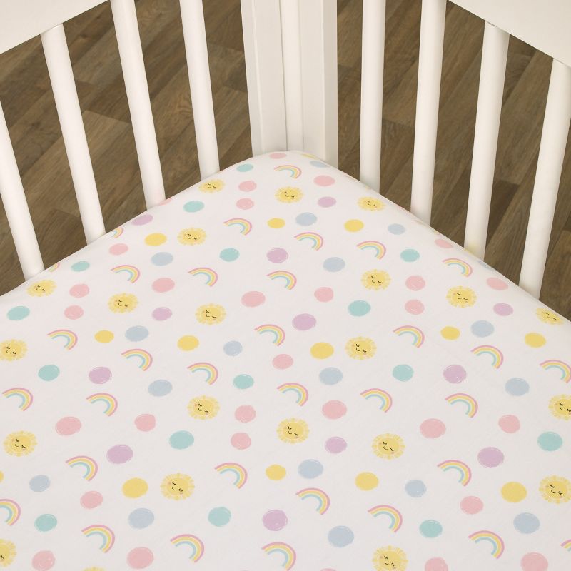 NoJo Happy Days Multicolored Rainbows and Suns 100% Cotton Nursery Fitted Crib Sheet., 2 of 6