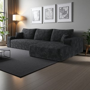 107" Cloud Plush Corduroy L-Shaped Sectional Sofa with Right Chaise - 1 of 4