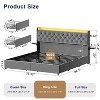 WOWLIVE Full/Queen/King Upholstered Platform Bed Frame with 4 Storage Drawers, Velvet Tufted Headboard with LED light & Charging Station - 3 of 4