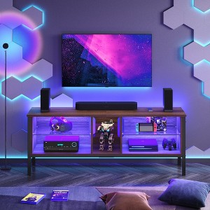 Bestier 63” Gaming TV Stand for TVs up to 70” , Gaming Entertainment Center TV Console with LED Lights & Shelves - 1 of 4