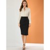 INSPIRE CHIC Women's Ruffled Stand Collar Long Sleeve Button Elegant Satin Shirt - 2 of 4