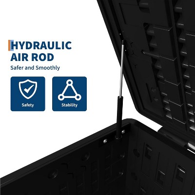 Hydraulic air rod on the storage box lid
