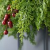 24"D Christmas Greenery PE Dripping Cedar Wreath With Red Berries - 4 of 4
