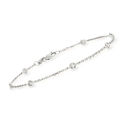 Ross-Simons 0.20 ct. t.w. Diamond Station Bracelet in 14kt White Gold