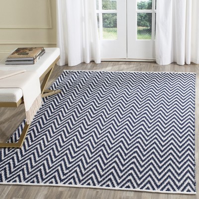 Coastal Charm Blue Cotton 4'x6' Handwoven Flatweave Rug
