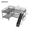 Twin Over Twin Size Bunk Bed, L-Shaped Double Bunk Bed Frame with Slide, Full-Length Guardrails and Ladder, Black -ModernLuxe - 3 of 4