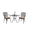 VYNXARIA 3 Piece Patio Bistro Set Cast Aluminum Bistro Table and Chairs Set of 2 with Umbrella Hole,Outdoor Patio Furniture Set for Garden Black - 2 of 4