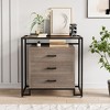 Whizmax Chests of Drawers, Sideboard for Living Room, Dining Room, Bedroom Tempered Glass Top Kitchen Storage Cabinet-Rustic Brown - 3 of 4