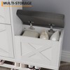 Shoe Cabinet with 2 Flip-Drawers & Storage Bench, Farmhouse Wood Freestanding Shoe Rack with 2 Hooks & Bottom Shelf for Entryway, Living Room - 4 of 4