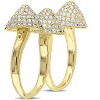 EVERLY JEWELRY | Yellow Plated Sterling Silver Cubic Zirconia Pave Cone 2-Finger Ring - 2 of 3