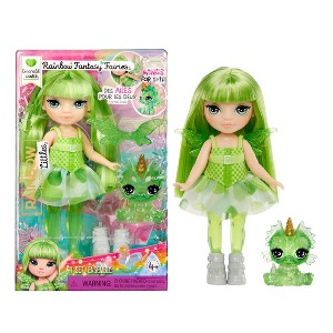 Rainbow High Littles Rainbow Fantasy Fairies + Pet - Emerald Green 5.5" Small Doll & Dragon - 1 of 4