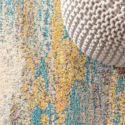 Contemporary Blue and Brown Abstract Rectangular Area Rug