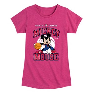 Girls' - Disney - Mickey Basketball Jersey Fitted Short Sleeve Graphic T-Shirt - 1 of 3