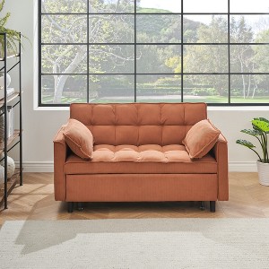 TiramisuBest 55"green velvet sofa, elegant with convenient pockets, clever interpretation of the three-in-one conversion art - 1 of 4