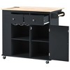 NicBex Mobile Kitchen Island Cart Morden Kitchen Carts on Wheels with 2 Drawers, Bottle Rack, Open Storage and Cabient for Dining Rooms - 4 of 4