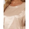 cheibear Women's Satin Summer Short Sleeves Sleepshirt with Pants Lounge Pajamas Sets - 4 of 4