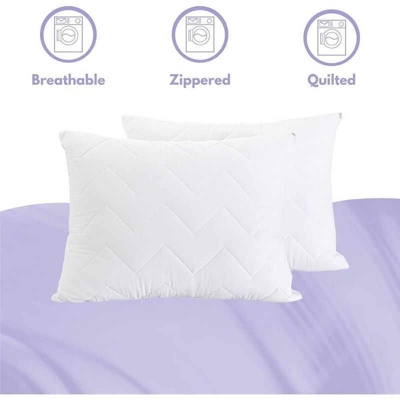Waterguard Quilted Waterprof Cotton Top Pillow Protector Set of 2 White, 2 of 9