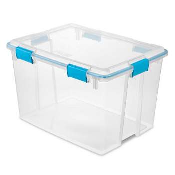 Sterilite 80 Quart Clear Plastic Stackable Storage Container Box Bin with Air Tight Gasket Seal Latching Lid Long Term Organizing Solution