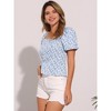 Allegra K Women's Puff Sleeve Square Neck Peasant Floral Blouse - 3 of 4