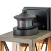 C Cattleya 1-Light Black and Faux Wood Motion Sensing Dusk to Dawn Outdoor Wall Light with Clear Seeded Glass - 3 of 4