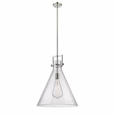 Newton Cone - 1 Light Stem Hung Pendant In Industrial Style-22.75 Inches Tall and 18 Inches Wide