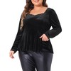 Agnes Orinda Women's Plus Size Velvet Formal Outfits Elegant Peplum Blouses - 2 of 4