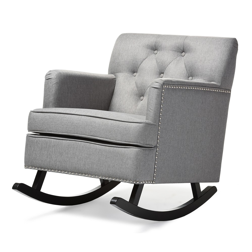 Photos - Rocking Chair Bethany Modern and Contemporary Fabric Upholstered Button - Tufted Rocking