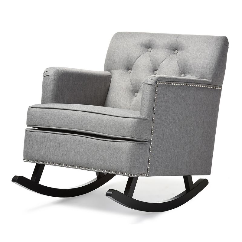 Bethany Modern and Contemporary Fabric Upholstered Button - Tufted Rocking Chair - Gray - Baxton Studio, 1 of 6