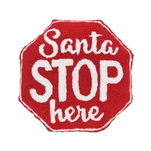 C&F Home Santa Stop Here Hooked Throw Pillow - 1 of 4