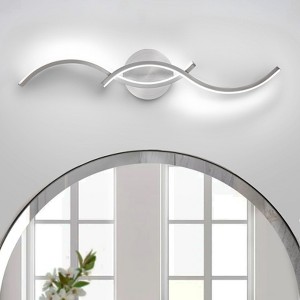 LLHZSY 23 3/5" Modern Intergrated LED Bathroom Vanity Wall Light Fixture -6000K Cool White Lights - Nickel - 1 of 4