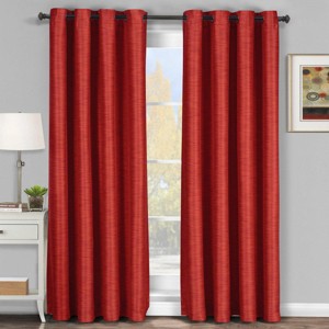 Egyptian Linens Galleria Room-Darkening Thermal Curtain Panels Tonal Stripe (Single) - 1 of 4