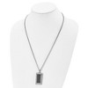 Black Bow Jewelry Stainless Steel & Black Carbon Fiber Grooved Dog Tag Necklace, 24 Inch - 3 of 4