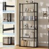 6 Tier Industrial Bookshelf, 71 Inch Tall Narrow Wooden Bookcase with Iron Frames, Compact Open Display Shelving Unit, Apartments - 3 of 4
