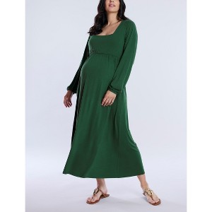 Women's Long Sleeve Empire Waist Maxi Dress | Motherhood Maternity - 1 of 4