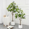 5FT Artificial Hydrangea Flower Tree Tall Fake Potted Plant with Lifelike Purple Blooms for Indoor/Outdoor Home, Office & Housewarming Gifts - 3 of 4