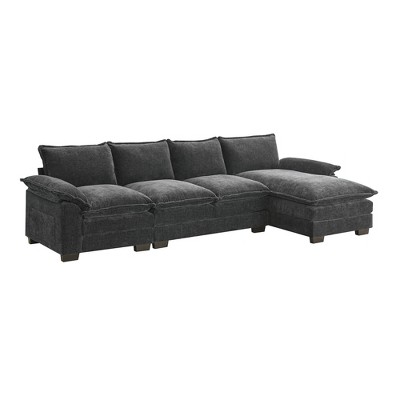 NicBex Modern L Shape Modular Sofa Chenille Sectional Couch with Double Seat Cushions for Living Room