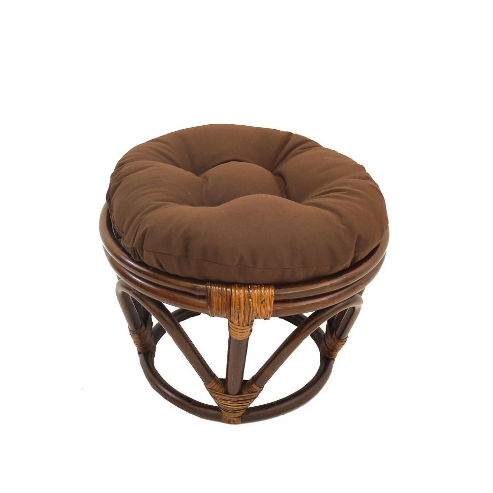Photos - Pouffe / Bench Rattan Footstool with Twill Cushion Chocolate Brown - International Carava