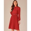 Allegra K Women's Work Long Sleeve Pleated Midi Shirt Dress - 3 of 4