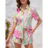 Clearlove Women's 2 Piece Outfits Short Sleeve Button Down Shirts Top High Waist Shorts Set Tracksuit - 2 of 4