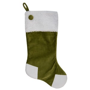 Northlight 20.5-Inch Green and White Corduroy Christmas Stocking - 1 of 4