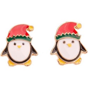 Penguin Christmas Stud Earrings for Cartilage, Festive Holiday Jewelry Gift. - 1 of 4