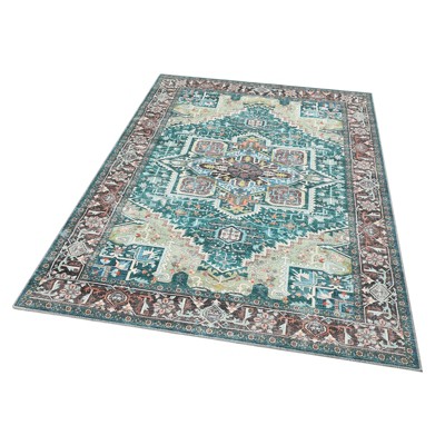 Machine Washable Area Rug,Vintage Floral Rugs for Living Room Soft Floor Carpet