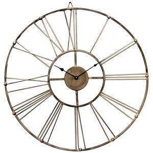 Clockswise 30" Dia Extra Large Decorative Antique Roman Numerical Gold Metal Wall Clock for Dining, Living Room, or Kitchen - 1 of 4