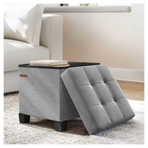 SONGMICS Storage Ottoman, Small Ottoman Foot Rest with Legs, 15 x 15 x 15.7 Inches Foot Stool, Ottoman with Storage, Load up to 660 lb, - 1 of 4